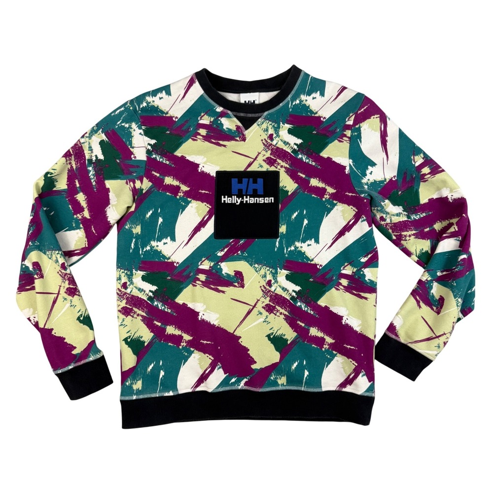Helly Hansen Crewneck Sweatshirt Men's Large Yu20 Sea Life Print Abstract Y2K